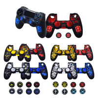 Étui en silicone pour manette PS4 pour PlayStation 4, housse de protection en silicone pour manette de jeu avec protège-sticks analogiques