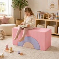 Canapé de jeu modulaire souple pour tout-petits, blocs en mousse arc-en-ciel en velours côtelé, mobilier de jeu combiné sûr pour l'intérieur, pour la salle de jeux des enfants