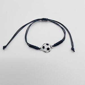 Direct Supply Adjustable Waterproof Black String <b>Bracelet</b> Wax Thread Woven <b>Bracelet</b> for Football Basketball Team Fans Gifts - Product Image 5