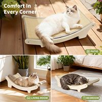Lit pour chat en bois chaud JUNJI, griffoir en sisal