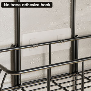 Étagère de Douche Adhésive Chromée avec Crochets, Sans Perçage, Auto-drainante, pour Murs Carrelés Texturés - Product Image 4