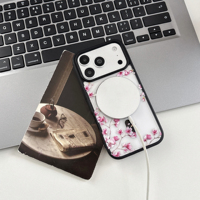 Coque de téléphone de luxe transparente motif fleur de prunier haut de gamme pour iPhone 17 Pro Max, compatible avec fixation magnétique Apple 16 et 15