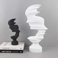 Moderne Minimaliste Abstrait Noir Blanc Visage Bidirectionnel Figurine Résine Décoration de La Maison pour Salon Meuble TV pour Anniversaire
