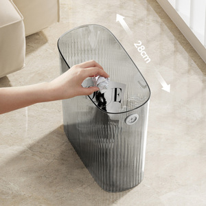 Poubelle cylindrique transparente gris clair 1 couche pour usage intérieur maison bureau hôtel - Product Image 2