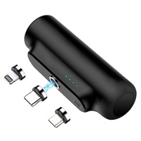 Chargeur portable magnétique mini personnalisable, batterie externe Micro USB Type C 3000mAh 3 en 1