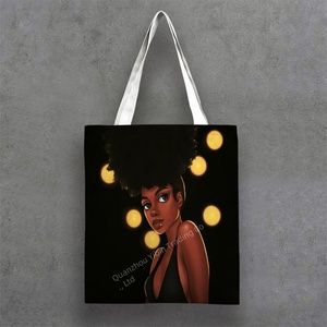 Thân Thiện Với Môi Phi Mỹ Cô Gái Sơn Trên Thời Trang Biểu Tượng Tùy Chỉnh Phim Hoạt Hình Thiết Kế Với Xử Lý Tính Năng Vải Mua Sắm Tote Túi - Product Image 2