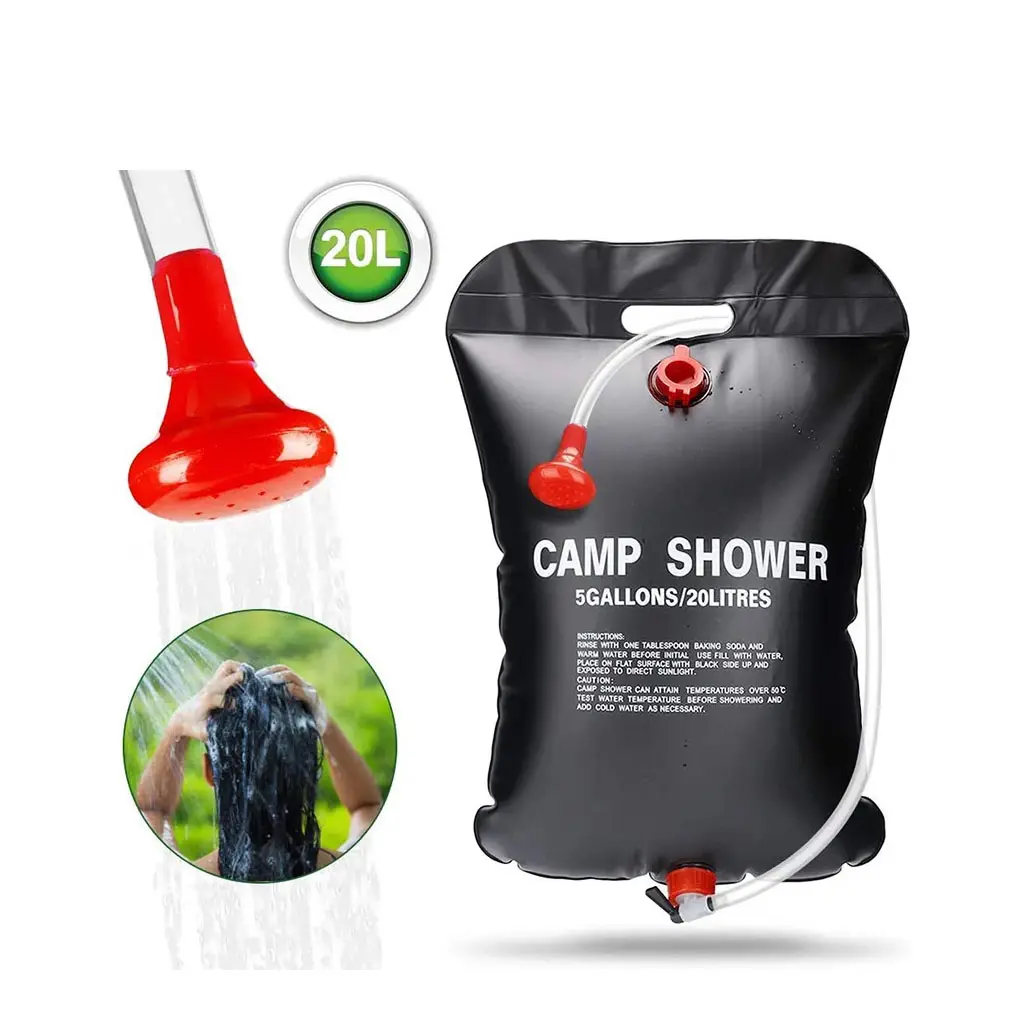 Douche de Camping Portable personnalisée de 20l, sac de tuyau chauffant de 5 Gallons, chauffe-eau solaire pour l'extérieur, autre équipement de Camping