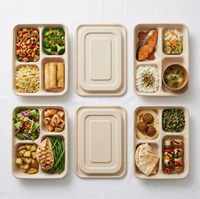 Gezonde Portie 4-Vaks Eco-vriendelijke 32 oz Suikerriet Bagasse Gedeelde Voedselcontainer voor Bento Box Schoolkantine