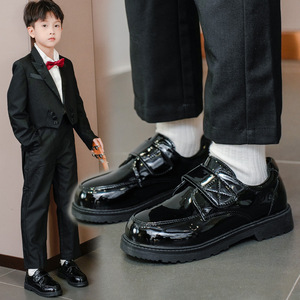 Boys British Style Leather <b>Shoes</b> 2026 New Spring Autumn Black <b>Soft</b> Sole Kids School Uniform <b>Shoes</b> For Primary Students - Product Image 1