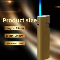 Briquet à flamme bleue anti-explosion, durable, coupe-vent, abordable, rechargeable, en métal épaissi et au design minimaliste
