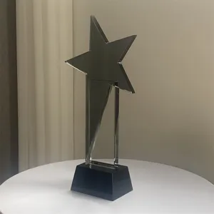 ADL Customized Black Star Crystal Awards Trophy Crystal Star Trophy Glass Trophy