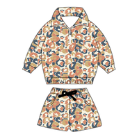 Ensemble 2 pièces camouflage pour tout-petits garçons : Sweat-shirt à manches longues et col montant semi-zippé et short décontracté – Vente en gros