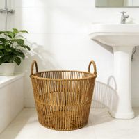 Panier de rangement carré moderne en rotin tressé de style japonais, écologique, avec poignées, pour salon, salle de bain, articles divers, personnalisable