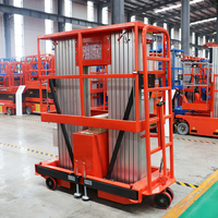 Plateforme de travail en hauteur Huali HLPT12-2 électrique, 12 m, capacité 220 kg, double mât, en alliage d'aluminium, avec garde-corps de levage
