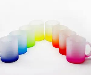 Großhandel hochwertige Sublimation bänke 11oz matt gefrostet Farbverlauf Glas Kaffeetasse Tassen zum Heizen Presse übertragung