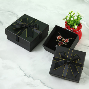 Wholesale Supplier Square Lid-and-base Jewelry <b>Box</b> 5 Colors Eco-friendly Customized Logo Jewelry <b>Box</b> with <b>Black</b> Sponge Lining - Product Image 1