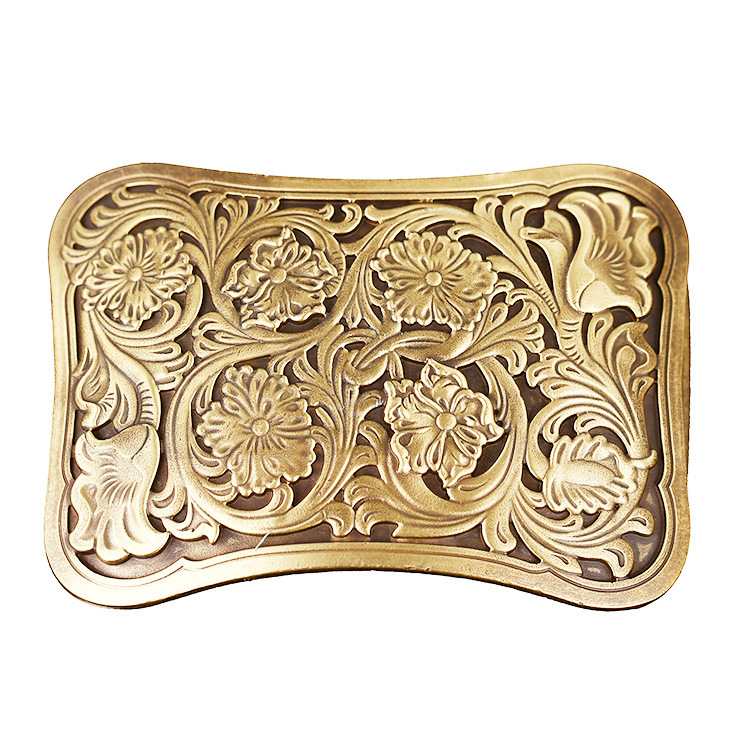 3.8cm Width Solid Brass 3D Tang Flower Engraved Vintage  display picture 3