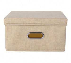 Cotton Linen Fabric Cube Storage <b>Bins</b> for Clothes Toys Collapsible Storage Box with Lid - Product Image 1