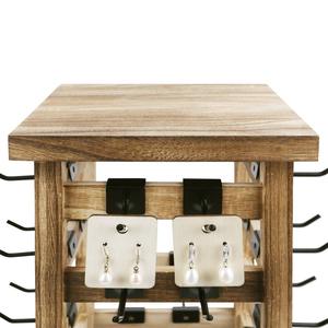 Porte-bijoux rotatif en bois massif, présentoir multi-niveaux, rangement de bureau, style rustique - Product Image 4