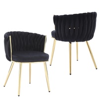 Chaises de salon de meubles au design moderne en tissu de velours nordique bon marché chaise de salle à manger rembourrée avec pied en métal doré