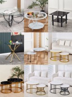 Table basse de salon rustique sur mesure pour grossistes en meubles, avec plateau en MDF et structure métallique