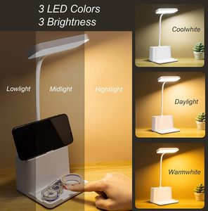 โคมไฟตั้งโต๊ะ LED แบบคอห่านปรับได้ ใช้แบตเตอรี่แบบชาร์จไฟได้ ดีไซน์ทันสมัย ทรงสี่เหลี่ยม สีขาว ขนาดเล็ก สำหรับใช้ในบ้านและสำนักงาน ขายส่ง - Product Image 2