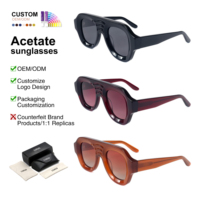 Lunettes de soleil rondes surdimensionnées en acétate massif OEM, protection UV400 TAC, style rétro sculptural, unisexe, vente en gros