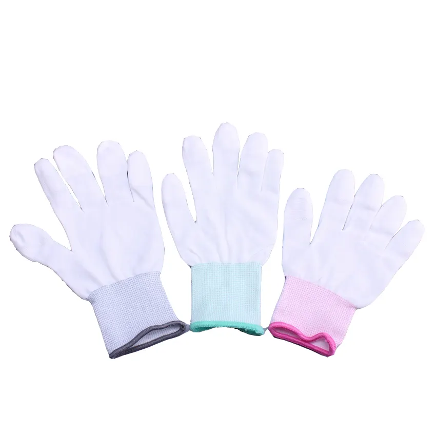 Прямые продажи с фабрики, вязаные нейлоновые Полиуретановые Антистатические перчатки с покрытием пальцами для безопасности рук