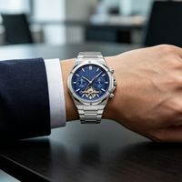 Montre automatique mécanique pour homme, étanche, en acier inoxydable, chronographe squelette, montre de luxe pour affaires