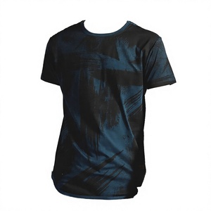 T-shirt à manches courtes pour homme, col rond, 100% polyester, tricoté, respirant, motif peint à la main, coupe décontractée - Product Image 1