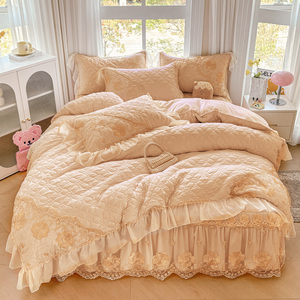 <span class=keywords><strong>2025</strong></span> New Cotton Quilted 4Pcs Duvet Cover Set Mô Hình Rắn Bộ Đồ Giường Đám Cưới Cho Nhà Sử Dụng Sanding Kỹ Thuật - Product Image 1