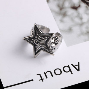 Open Face <b>Titanium</b> Steel Star <b>Ring</b> Five Pointed Unisex Fashion Jewelry Gift SA984 - Product Image 2
