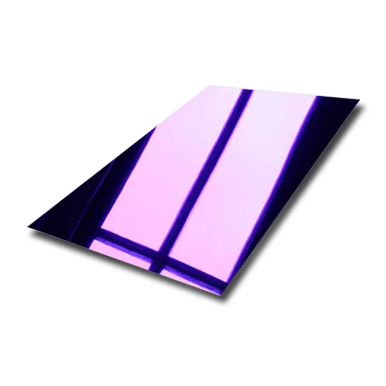 Approvisionnement d'usine 201 304 couleur pvd poli miroir bleu/noir/or/violet personnaliser feuilles/plaques d'acier inoxydable couleur titane