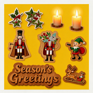 Autocollants de Noël en vinyle PVC imperméables à impression personnalisée, découpés, étiquettes sur le thème de Noël à faire soi-même <span class=keywords><strong>pour</strong></span> coques de téléphone et <span class=keywords><strong>bagages</strong></span> - Product Image 3
