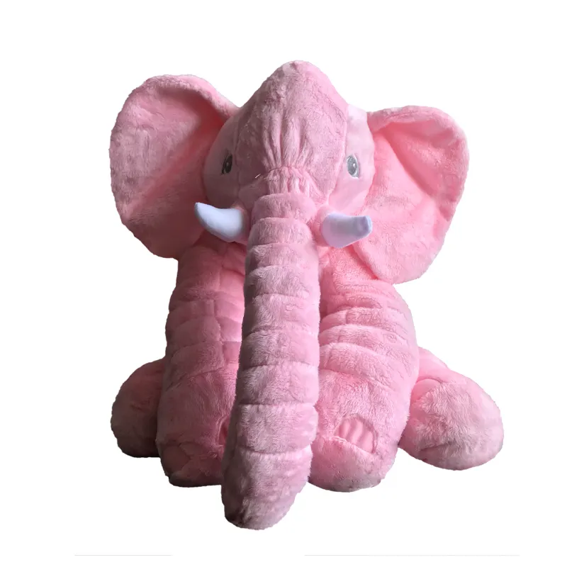 박제 코끼리 견면 벨벳 장난감 아기 자는 베개 분홍색 회색 자수 주문을 받아서 만들어진 연약한 견면 벨벳 코끼리 베개