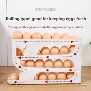 Egg <b>Rolling</b> Storage <b>Box</b> Fridge Side Door Egg Holder Special Egg Organizer <b>Tool</b> Plastic Material Home Goods - Product Image 4