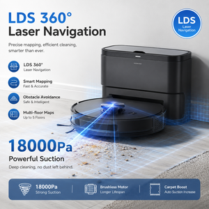 Robot Vacuum Cleaner PX7D LDS Laser Navigation 18000Pa Auto Empty Dock Sweep&<b>Mop</b> Smart App Control - Product Image 1