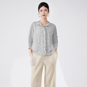 Chemisier plissé pour femme, modèle 2026, avec boutons pliables uniques, style décontracté et polyvalent - Product Image 5