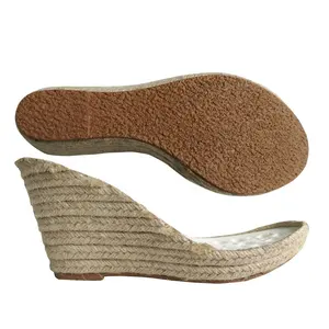 En yüksek kalite el yapımı jüt malzeme tabanlar kama Sole ayakkabı sıcak satış kadınlar için klasik ayak sandalet yüksek topuk