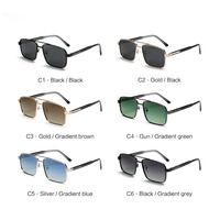 A20108 Nouvelles lunettes de soleil polarisées pour hommes, lunettes de soleil tendance pour la pêche en plein air, la conduite, monture carrée en métal, protection UV400