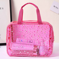 Nouvelle Trousse de Maquillage Imperméable en PVC Grande Capacité, Design Moderne et Élégant, Sac Fourre-Tout de Voyage à Fermeture Éclair, Motif Étoiles