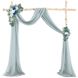 Tissu en mousseline de soie drapé arc de mariage Boho pour décorations de cérémonie et fond de photographie toile de fond de rideau élégant - Product Image 6