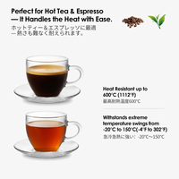 Petite tasse à espresso Doppio en verre avec poignée 100 ml / 3,38 oz et mini soucoupe, ensemble cadeau compact en verre borosilicate pour liqueur et café