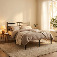 Cadre de lit double moderne en fer, traitement silencieux, couche antirouille, capacité de charge de 3500 livres, matériau épaissi, design pliable, pour la maison