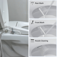 Siège de bidet intelligent à double buse autonettoyant en forme de O, lavage féminin arrière, non électrique, en plastique, pour toilettes
