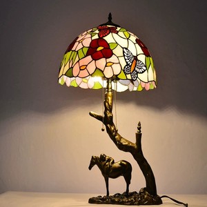 Lampe de table en verre coloré Tiffany de 16 <span class=keywords><strong>pouces</strong></span> libellule rétro lampe de table classique chambre lampe de chevet décoration - Product Image 4