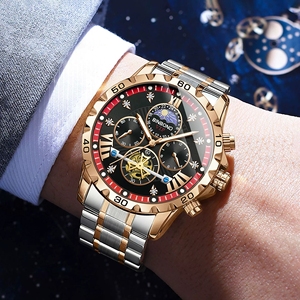 Reloj de Pulsera BINBOND para Hombre, Diseño Moderno, Acero Fino, Marca Original, Cuarzo, Cronógrafo, Fase Lunar, Resistente al Agua - Product Image 2