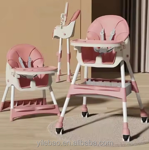 Silla Alta Plegable Multifuncional de Altura Ajustable <span class=keywords><strong>para</strong></span> Comer <span class=keywords><strong>para</strong></span> Niños Pequeños con Ruedas - Product Image 3