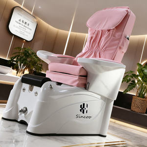 Luxury <b>Pink</b> Adjustable <b>Vibration</b> Multifunctional Spa Pedicure Chair Stainless Steel Glass Basin Drain LED Lamp for Beauty Salon - Product Image 3