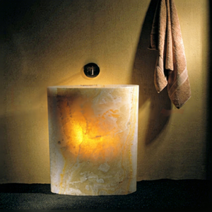 Lavabos sur pied en onyx blanc au design moderne Lavabo autoportant en pierre et marbre Lavabo de salle de bain sur pied - Product Image 1